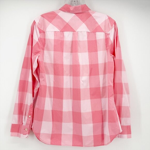 TALBOTS Pink Plaid Check Button Down LSV Shirt S - Picture 2 of 6
